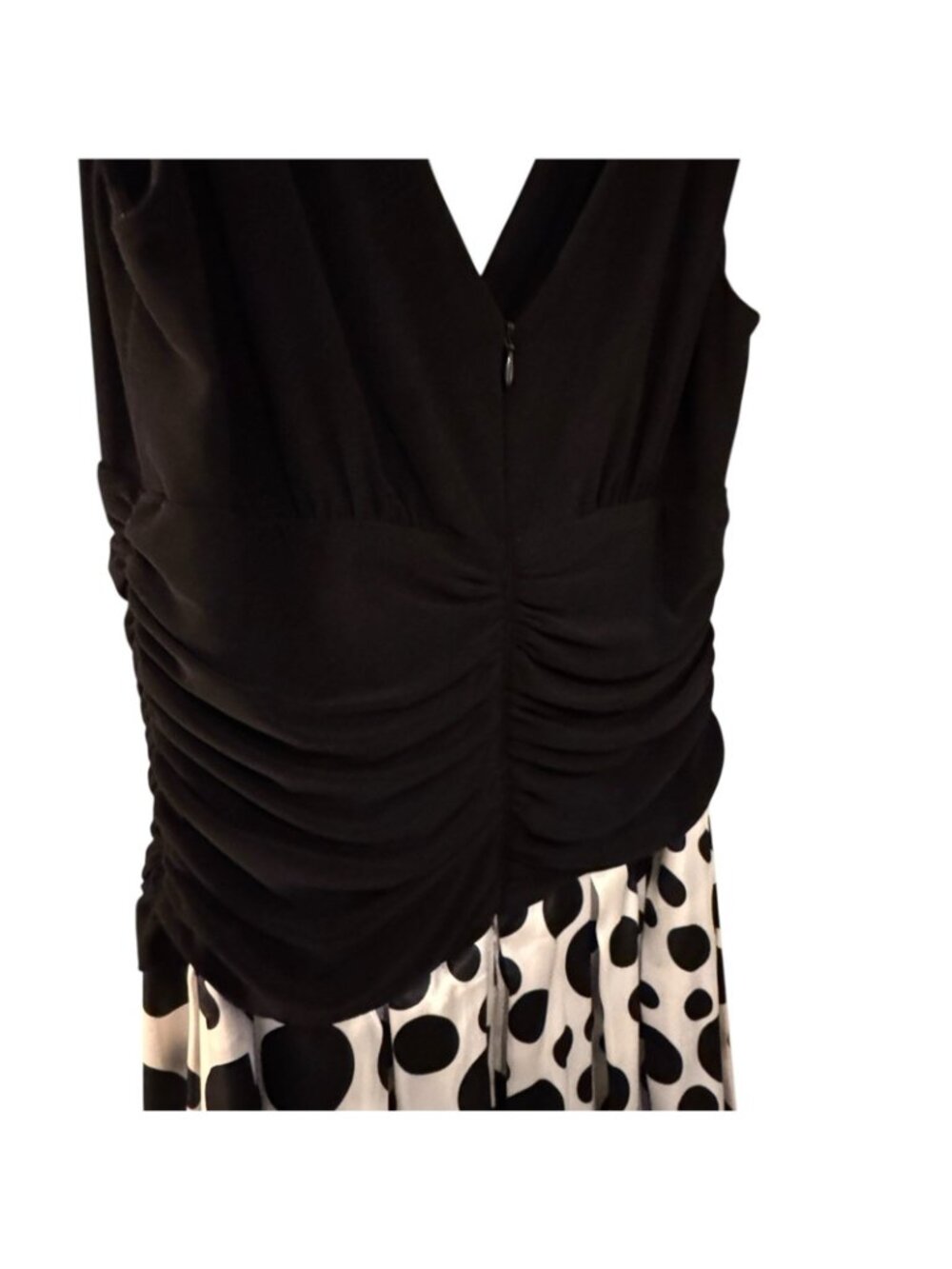Polka Dot Dress Women's 12 Black & White Sleeveless Jessica Howard Evenings - Picture 6 of 16